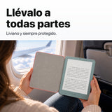 Kindle Paperwhite Signature Edition 2026 color Verde Seaglass con funda microfibra rosa - llévalo de viaje