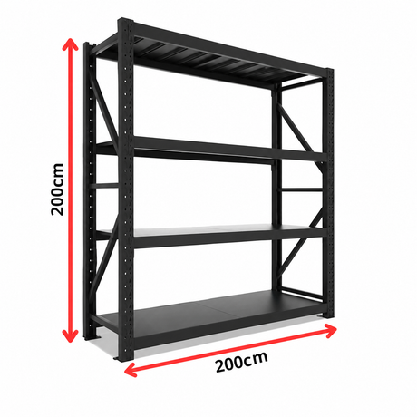 Medidas del estante metálico Laru Racks Berlin: 200 cm de alto y 200 cm de ancho, fondo 60 cm