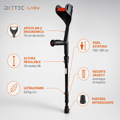 Características: apoyo en U 10 cm, altura regulable 10 niveles, 0,8 kg
