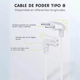 PACK 2 Cables De Poder Tv Blanco 2m Premium Smart tv Corriente Tipo8 - Laru