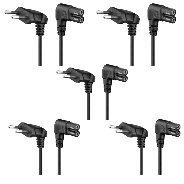PACK 5 Cables De Poder Tv Blanco 2m Premium Smart tv Corriente Tipo8 - Laru