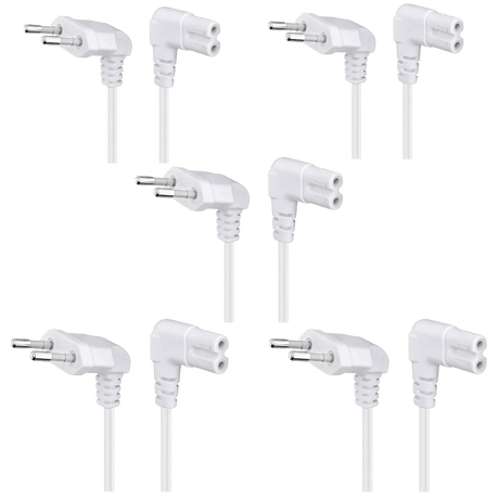 PACK 5 Cables De Poder Tv Blanco 2m Premium Smart tv Corriente Tipo8 - Laru