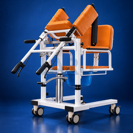 Silla de Traslado Hidráulica para Pacientes con WC y Apertura 180° - vista de estudio