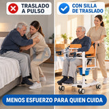 Silla de Traslado Hidráulica para Pacientes con WC y Apertura 180° - traslado a pulso versus con equipo