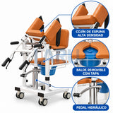 Silla de Traslado Hidráulica para Pacientes con WC y Apertura 180° - detalles y terminaciones