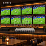 Splitter HDMI DIETEC repartiendo la misma imagen a 8 televisores en un bar